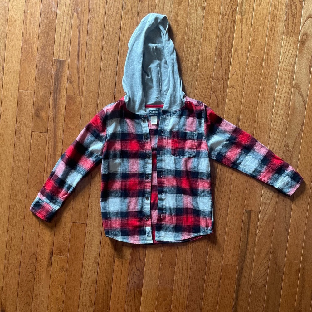 Hooded flannel shirt